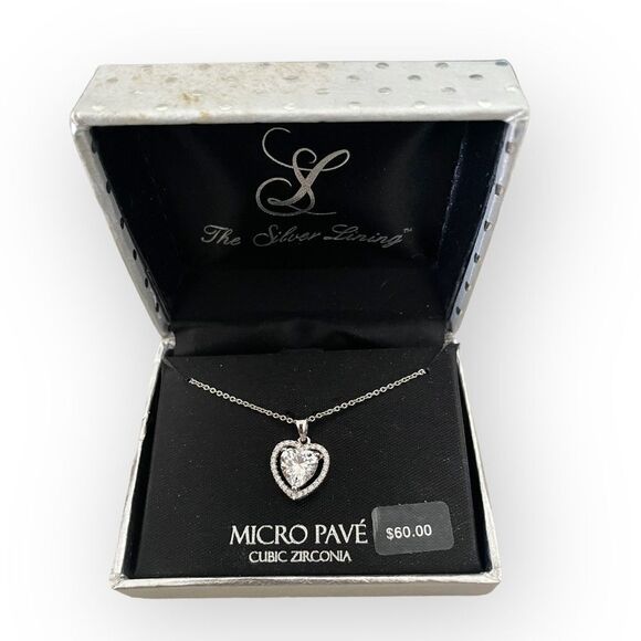 The Silver Lining Heart Cubic Zirconia Pendant - Picture 1 of 5
